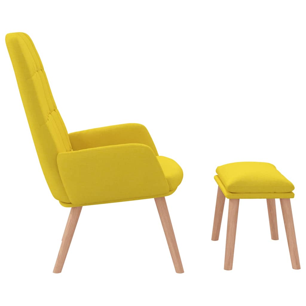 Relaxační Křeslo S Podnožkou Světle Žluté Textil