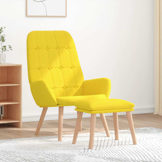 Relaxační Křeslo S Podnožkou Světle Žluté Textil