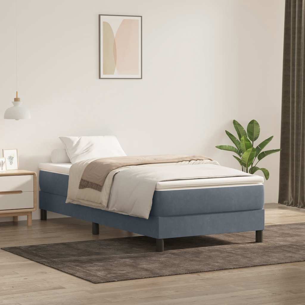 Box Spring Postel S Matrací Tmavě Šedá 80X210 Cm Samet
