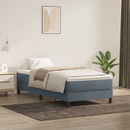 Box Spring Postel S Matrací Tmavě Šedá 80X210 Cm Samet