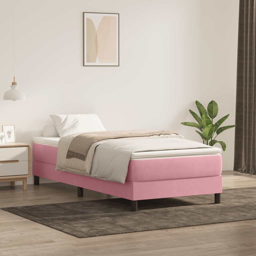 Box Spring Postel S Matrací Samet Růžová
