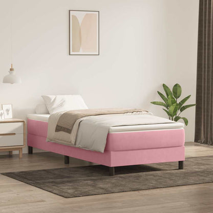 Box Spring Postel S Matrací Samet Růžová