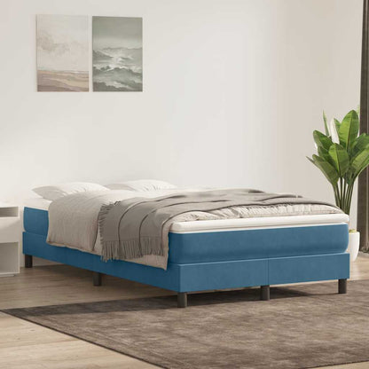 Box Spring Postel S Matrací Tmavě Modrá Samet Tmavě Moddrá