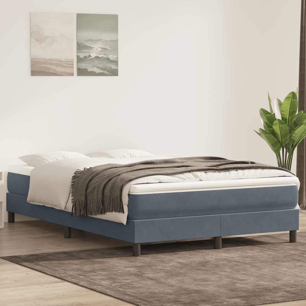 Box Spring Postel S Matrací Tmavě Šedá 160X210 Cm Samet