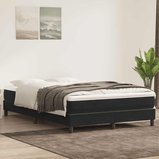 Box Spring Postel S Matrací Černá Samet Černá