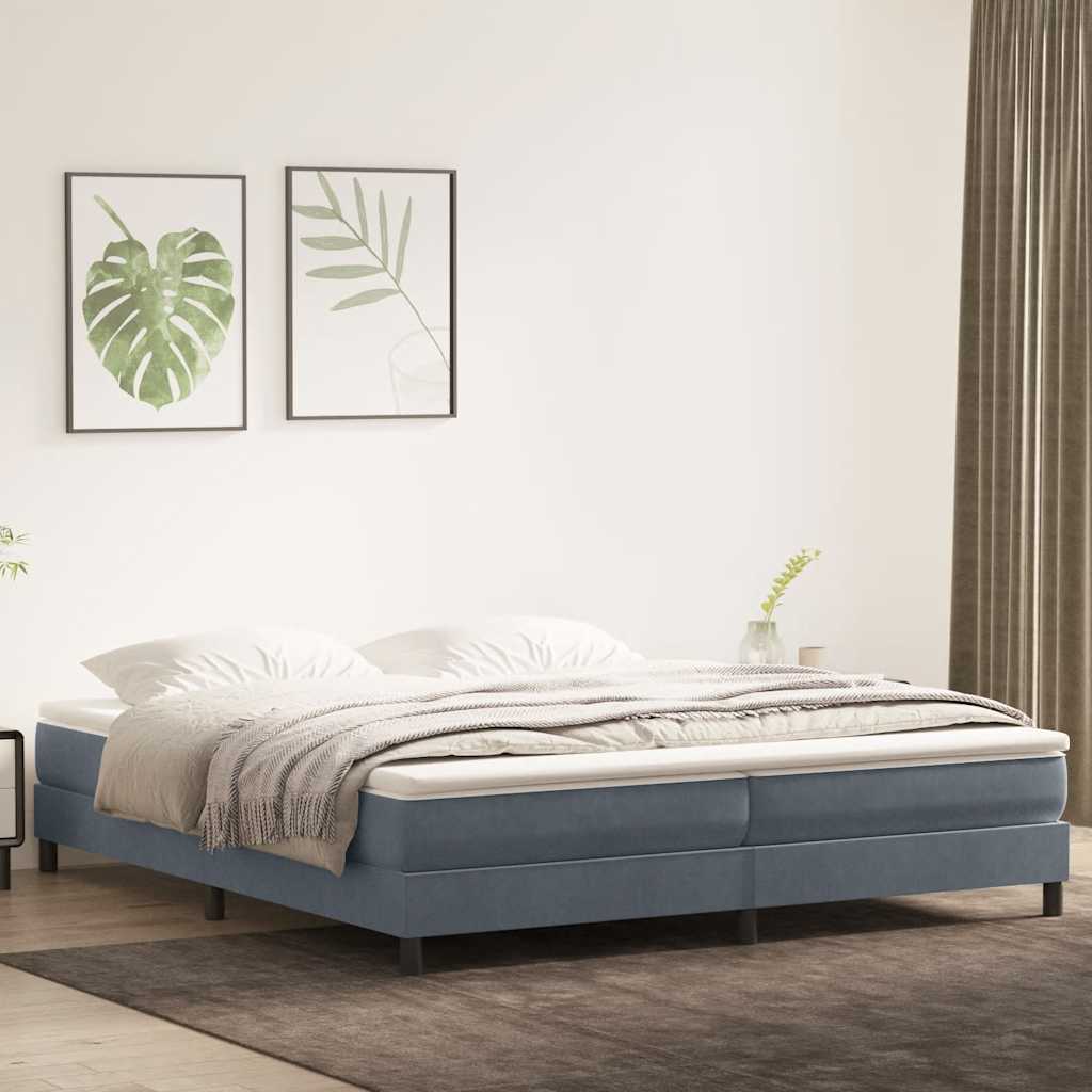 Box Spring Postel S Matrací Tmavě Šedá 180X210 Cm Samet
