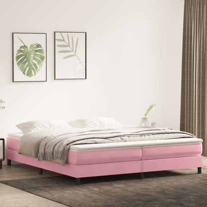 Box Spring Postel S Matrací Samet Růžová