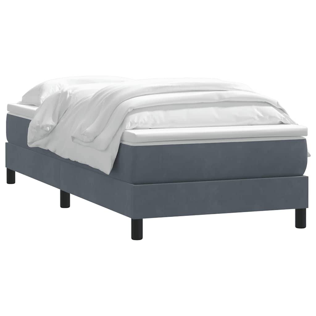 Box Spring Postel S Matrací Tmavě Šedá 80X220 Cm Samet