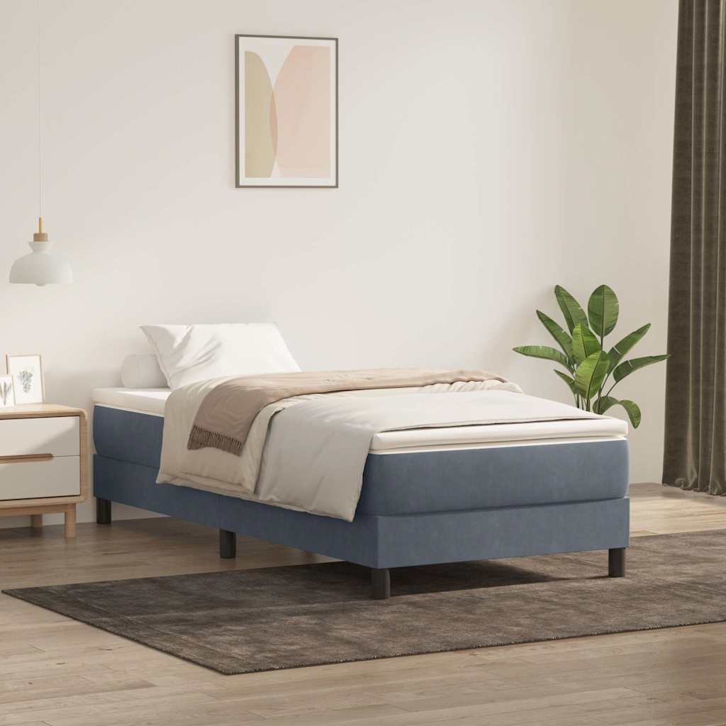 Box Spring Postel S Matrací Tmavě Šedá 80X220 Cm Samet