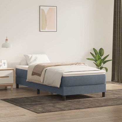 Box Spring Postel S Matrací Tmavě Šedá 80X220 Cm Samet