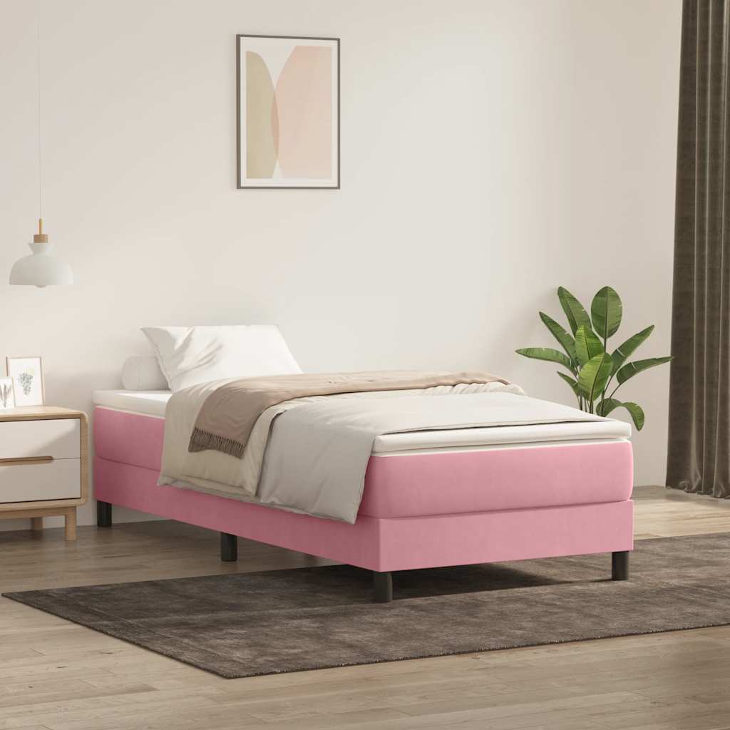 Box Spring Postel S Matrací Samet Růžová