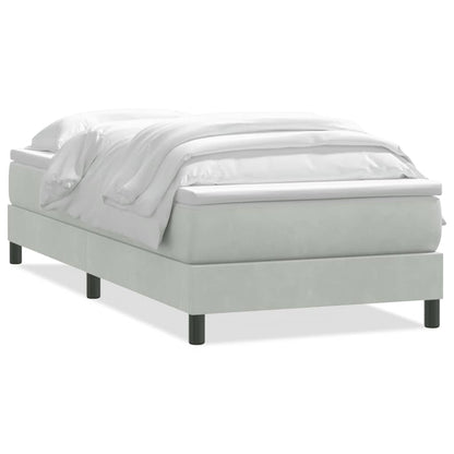 Box Spring Postel S Matrací Samet Světle Šedá