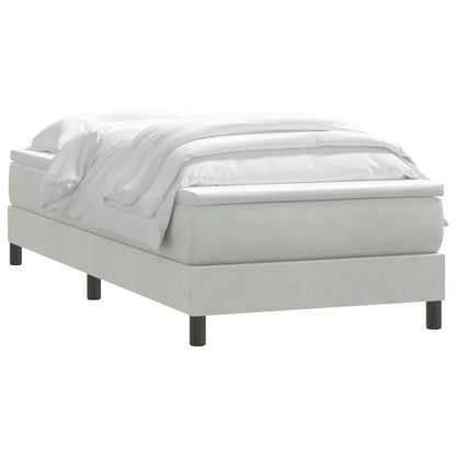 Box Spring Postel S Matrací Samet Světle Šedá