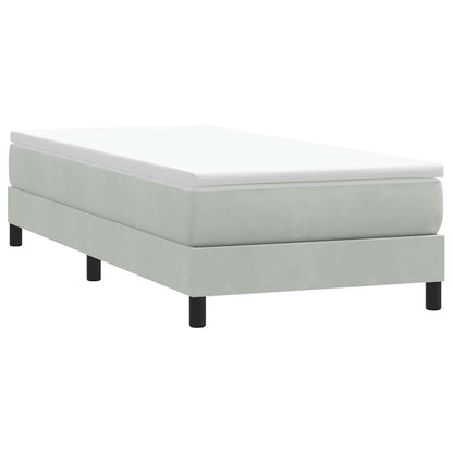 Box Spring Postel S Matrací Samet Světle Šedá