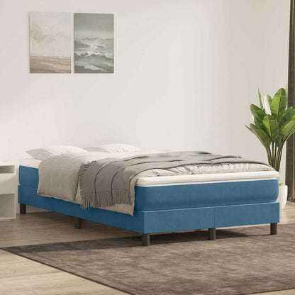 Box Spring Postel S Matrací Tmavě Modrá Samet Tmavě Moddrá