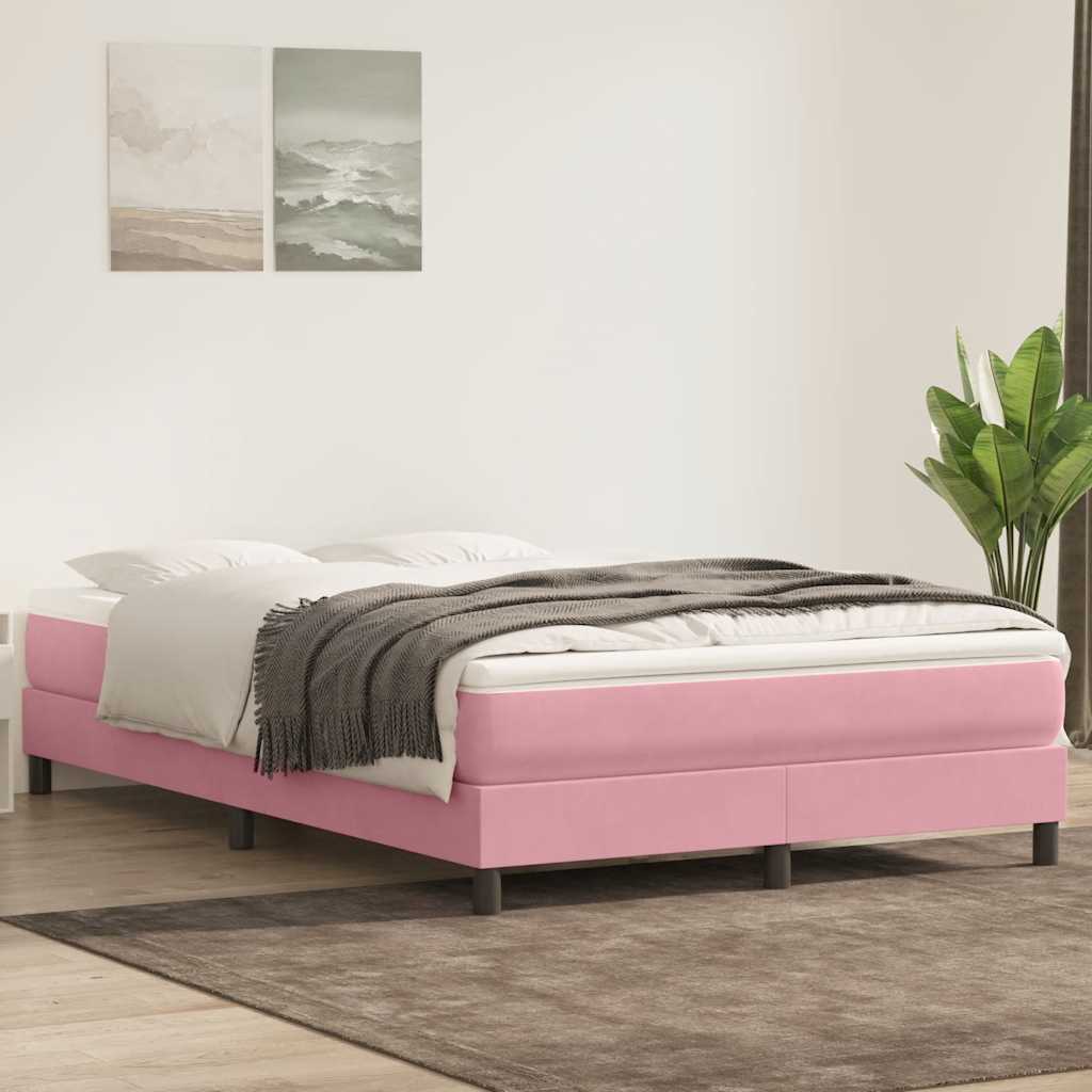 Box Spring Postel S Matrací Samet Růžová