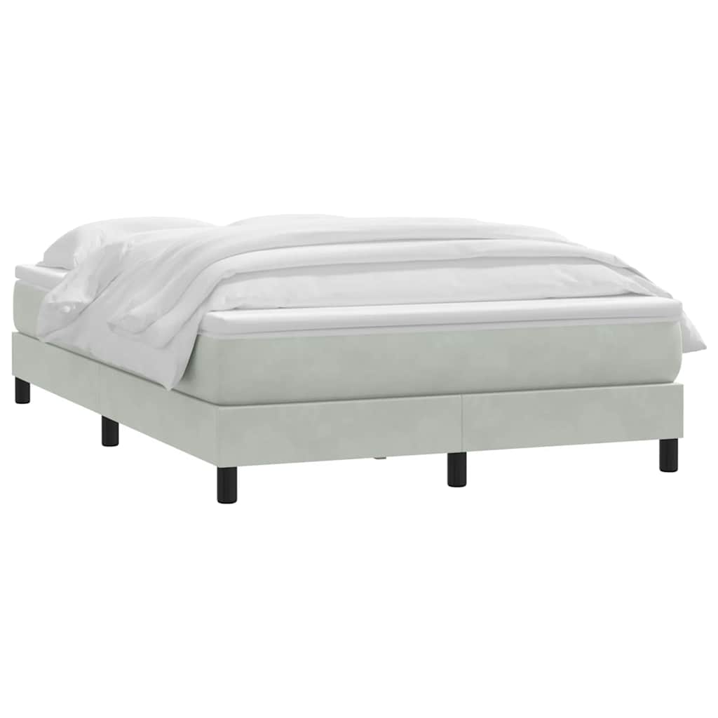 Box Spring Postel S Matrací Světle Šedá 160X220 Cm Samet