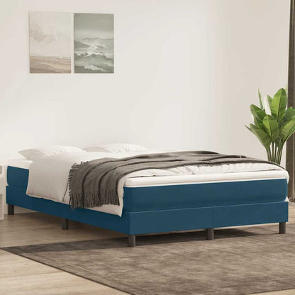 Box Spring Postel S Matrací Tmavě Modrá Samet Tmavě Moddrá