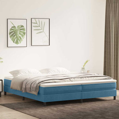 Box Spring Postel S Matrací Tmavě Modrá Samet Tmavě Moddrá