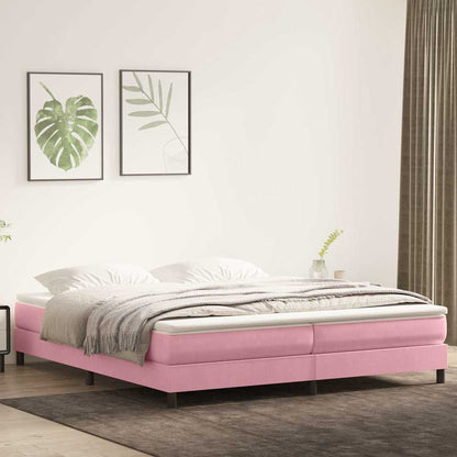 Box Spring Postel S Matrací Samet Růžová