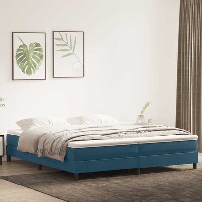 Box Spring Postel S Matrací Tmavě Modrá Samet Tmavě Moddrá