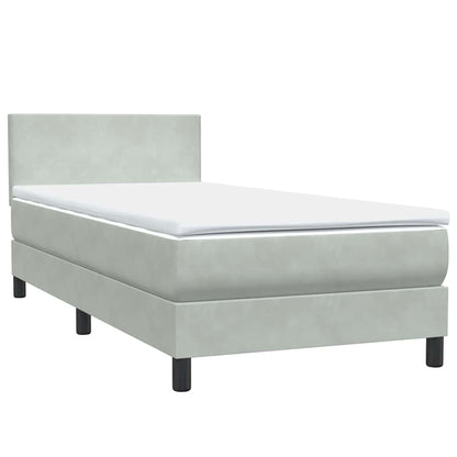 Box Spring Postel S Matrací Samet Světle Šedá