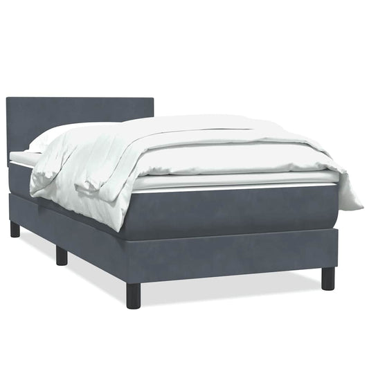 Box Spring Postel S Matrací Samet Tmavě Šedá
