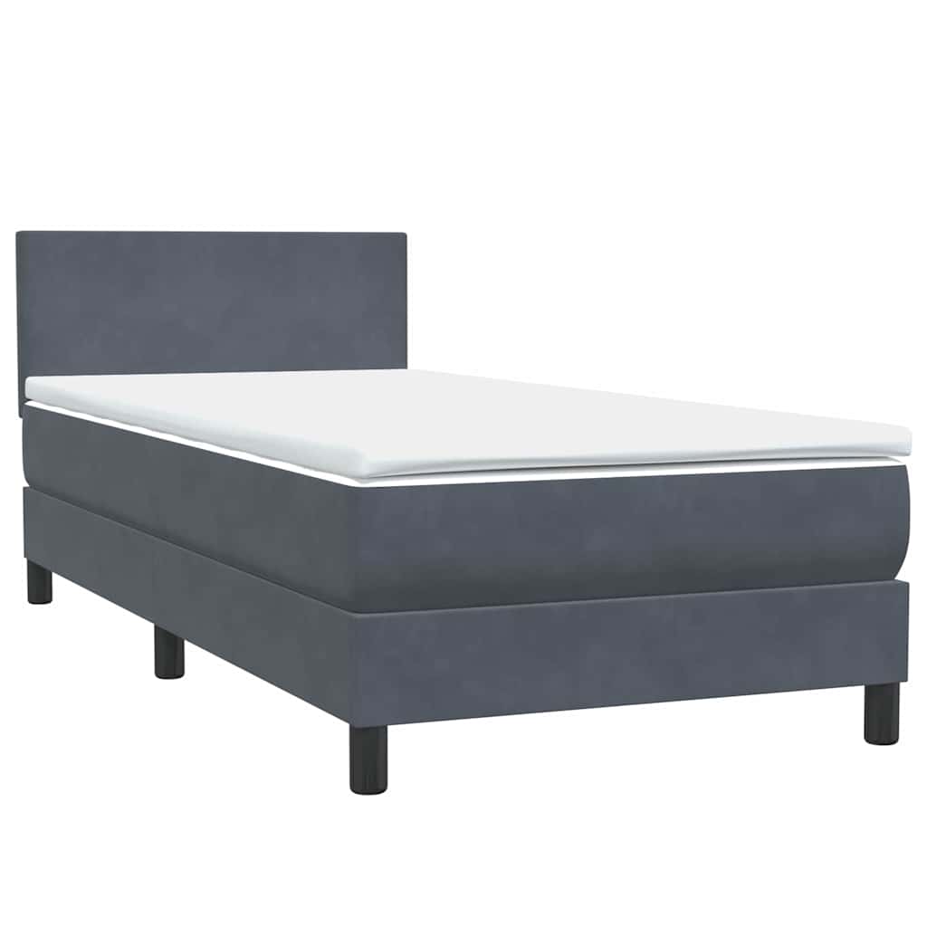 Box Spring Postel S Matrací Samet Tmavě Šedá