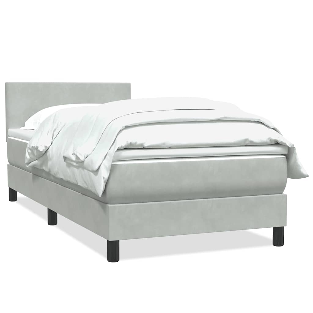 Box Spring Postel S Matrací Samet Světle Šedá
