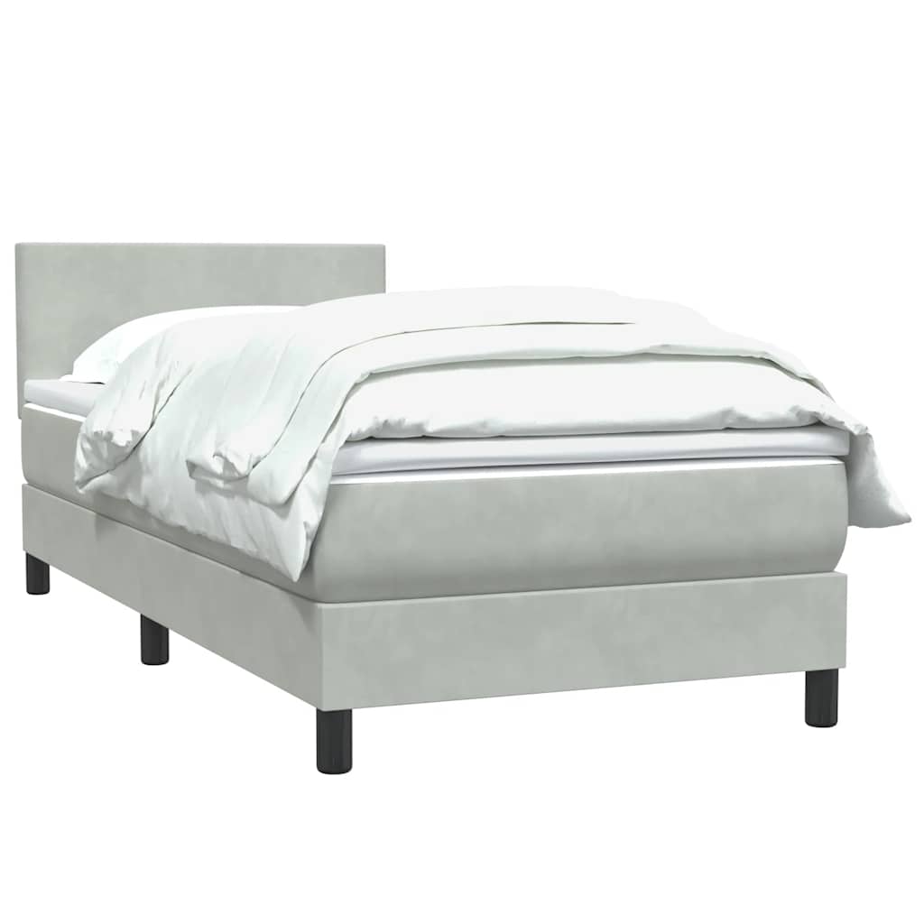 Box Spring Postel S Matrací Samet Světle Šedá