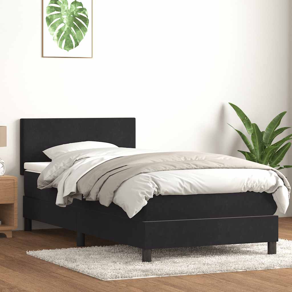 Box Spring Postel S Matrací Černá Samet Černá