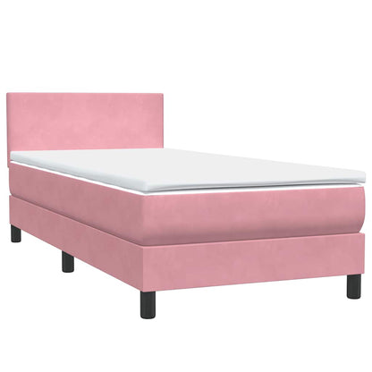 Box Spring Postel S Matrací Růžová 90X210 Cm Samet