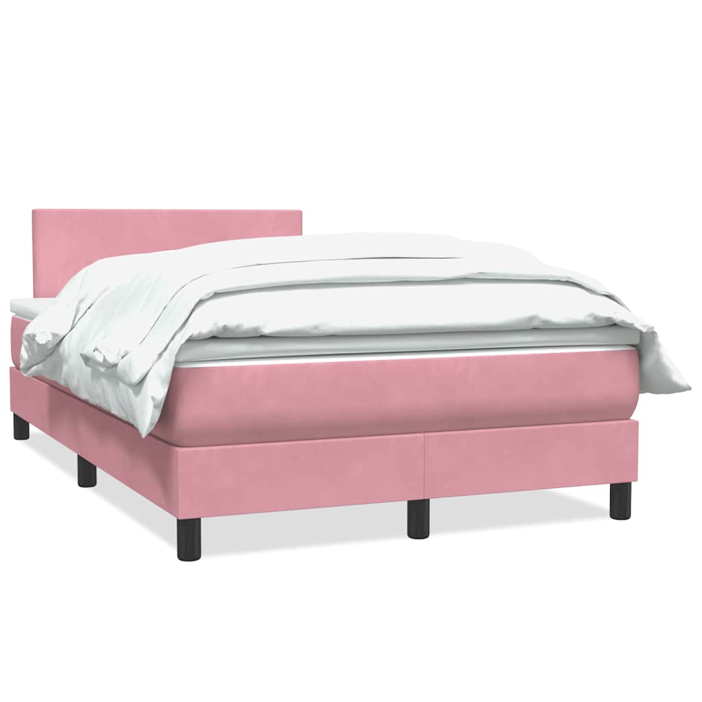 Box Spring Postel S Matrací Růžová 120X210 Cm Samet