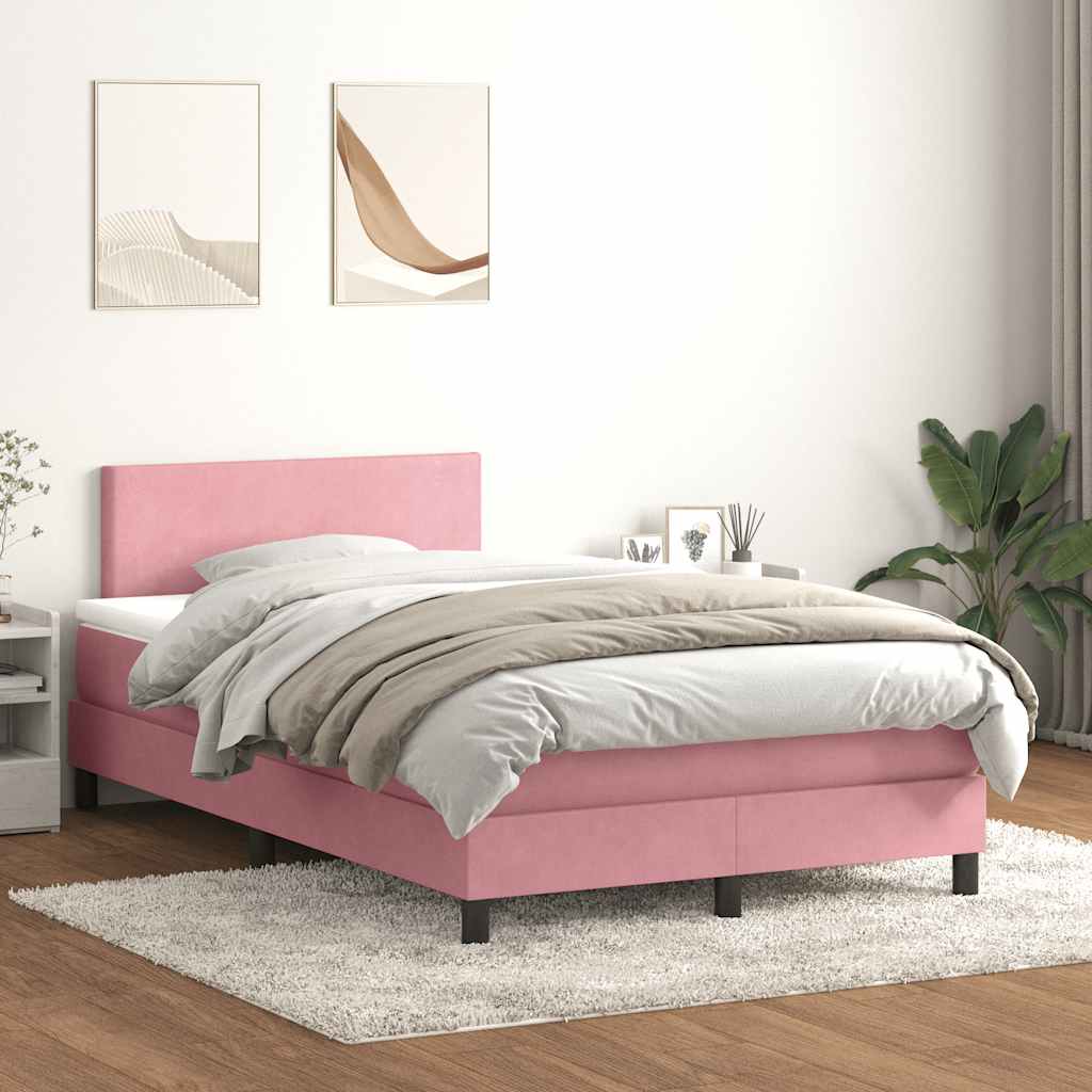 Box Spring Postel S Matrací Růžová 120X210 Cm Samet