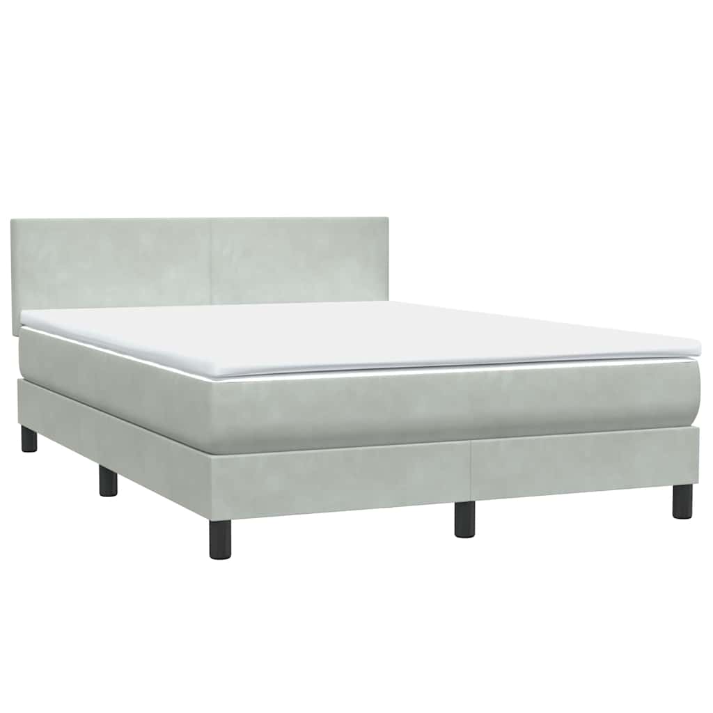 Box Spring Postel S Matrací Samet Světle Šedá