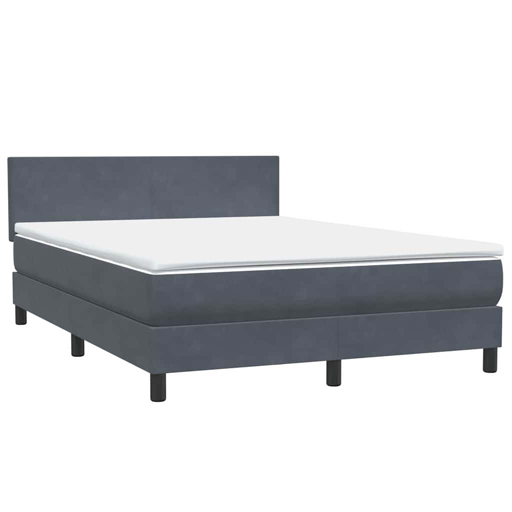 Box Spring Postel S Matrací Samet Tmavě Šedá