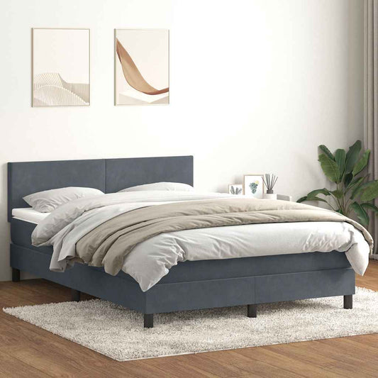 Box Spring Postel S Matrací Samet Tmavě Šedá