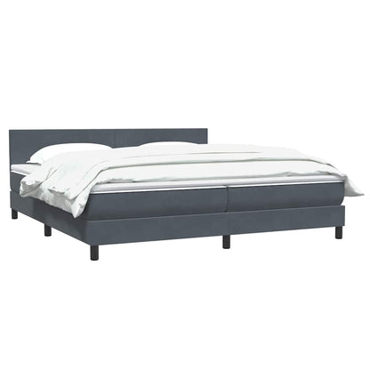 Box Spring Postel S Matrací Samet Tmavě Šedá