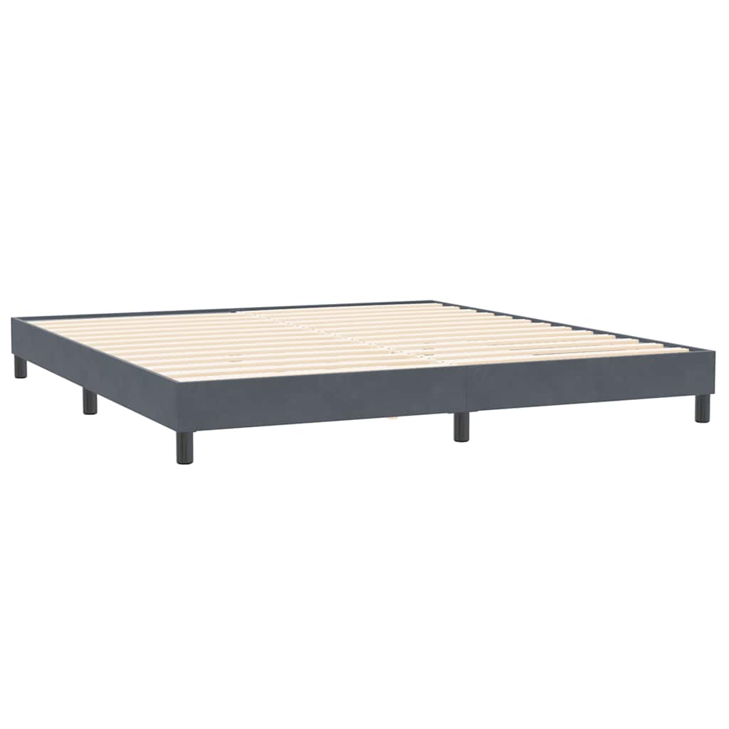 Box Spring Postel S Matrací Samet Tmavě Šedá