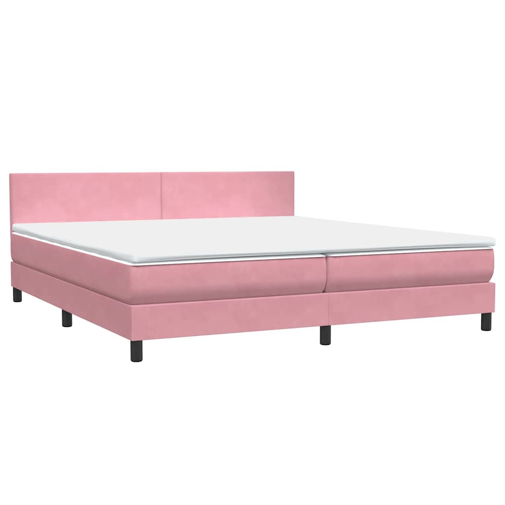 Box Spring Postel S Matrací Růžová 180X210 Cm Samet
