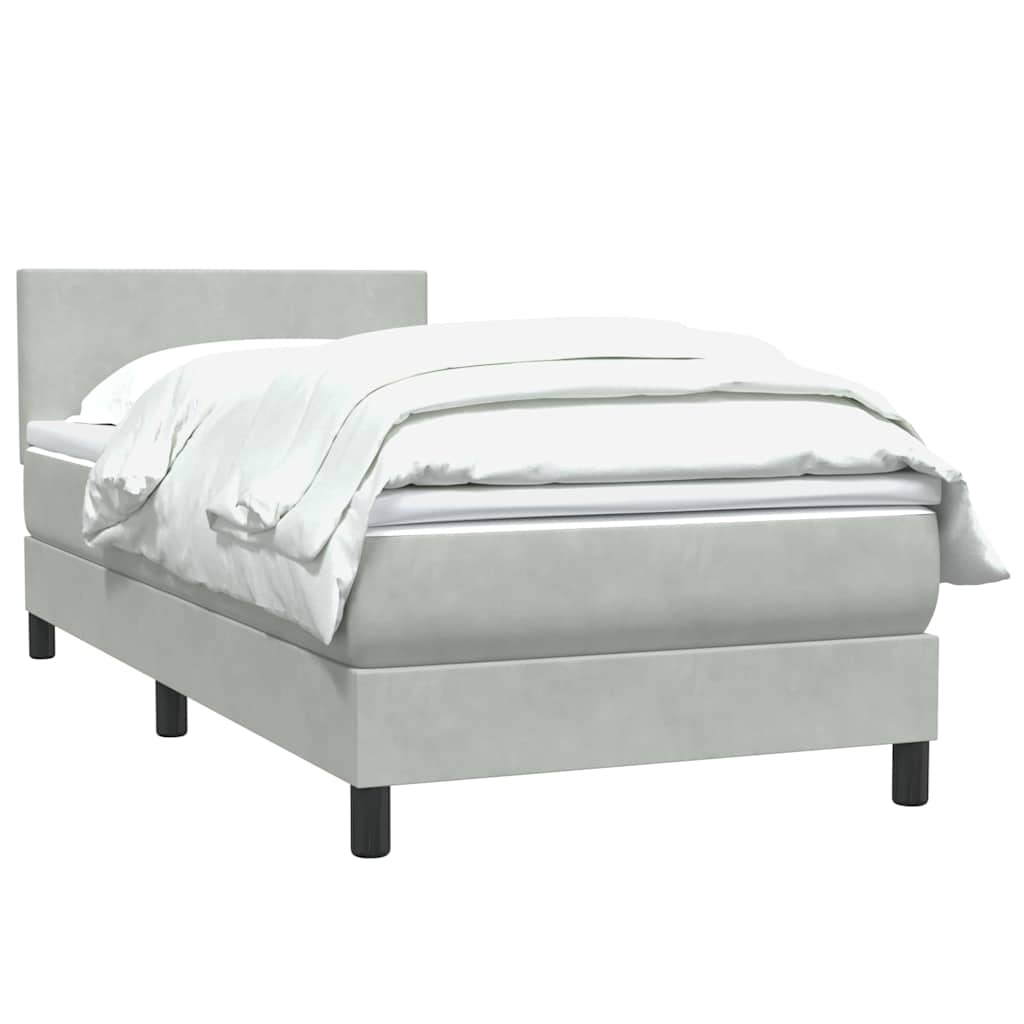 Box Spring Postel S Matrací Samet Světle Šedá