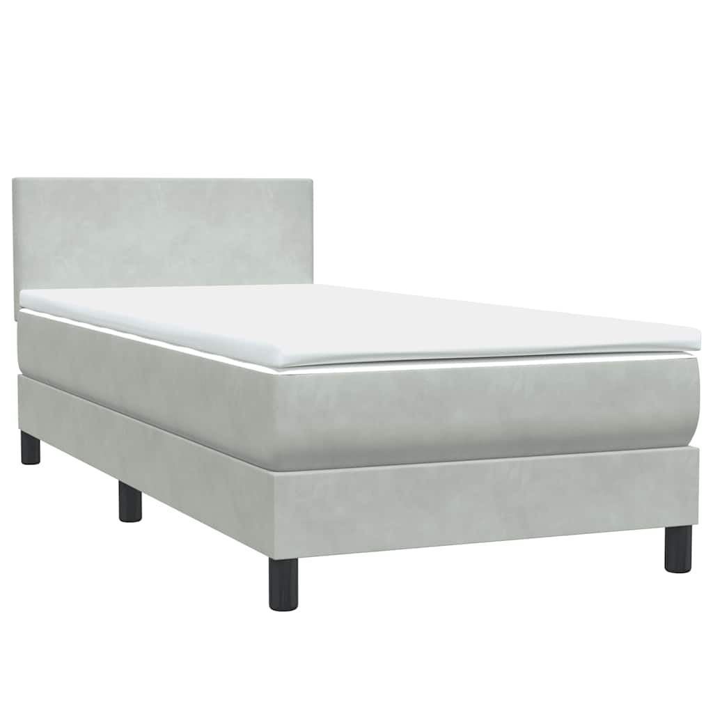 Box Spring Postel S Matrací Samet Světle Šedá