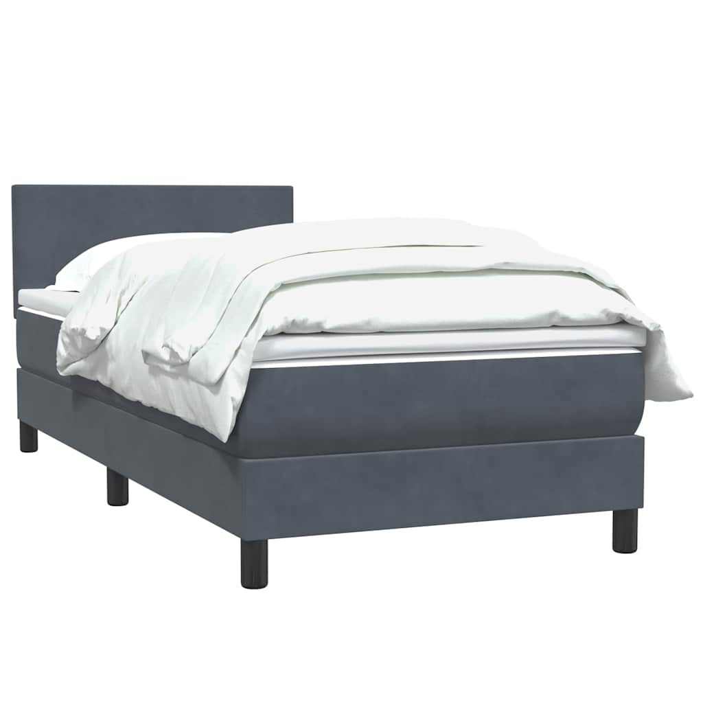 Box Spring Postel S Matrací Samet Tmavě Šedá