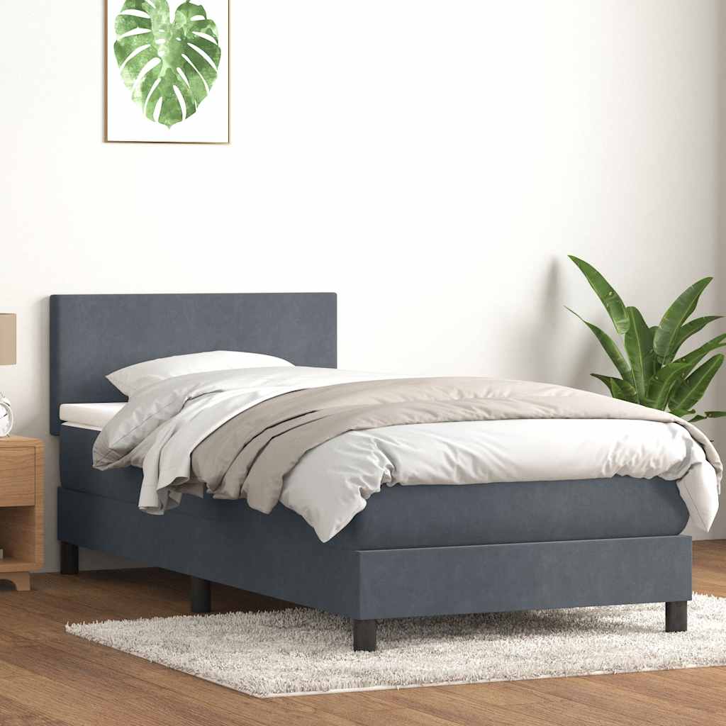 Box Spring Postel S Matrací Samet Tmavě Šedá