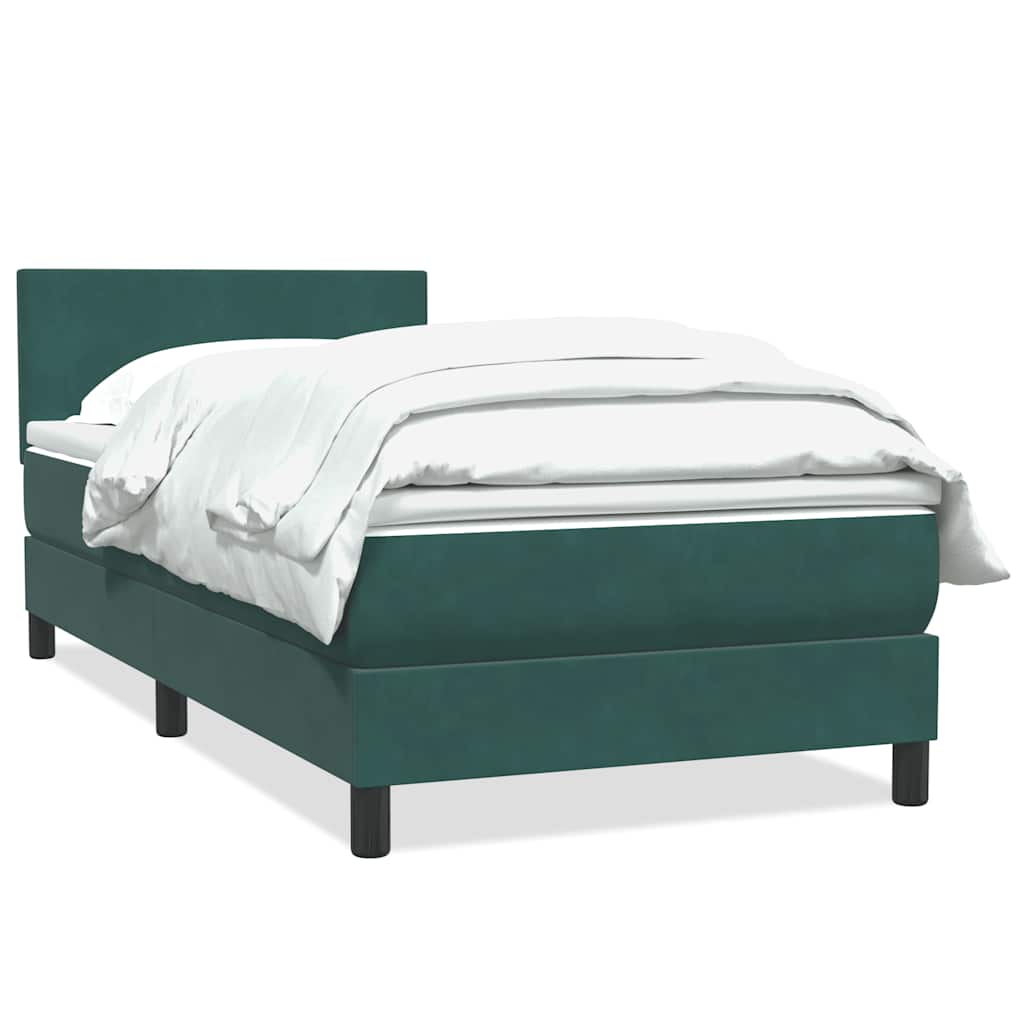 Box Spring Postel S Matrací Tmavě Zelená 80X220 Cm Samet