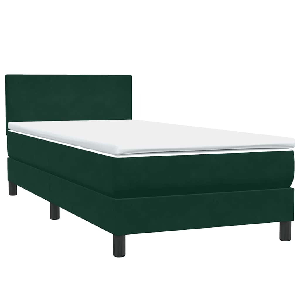 Box Spring Postel S Matrací Tmavě Zelená 80X220 Cm Samet