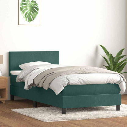 Box Spring Postel S Matrací Tmavě Zelená 80X220 Cm Samet