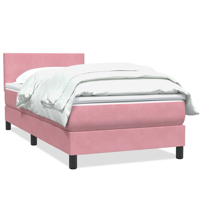 Box Spring Postel S Matrací Růžová 80X220 Cm Samet
