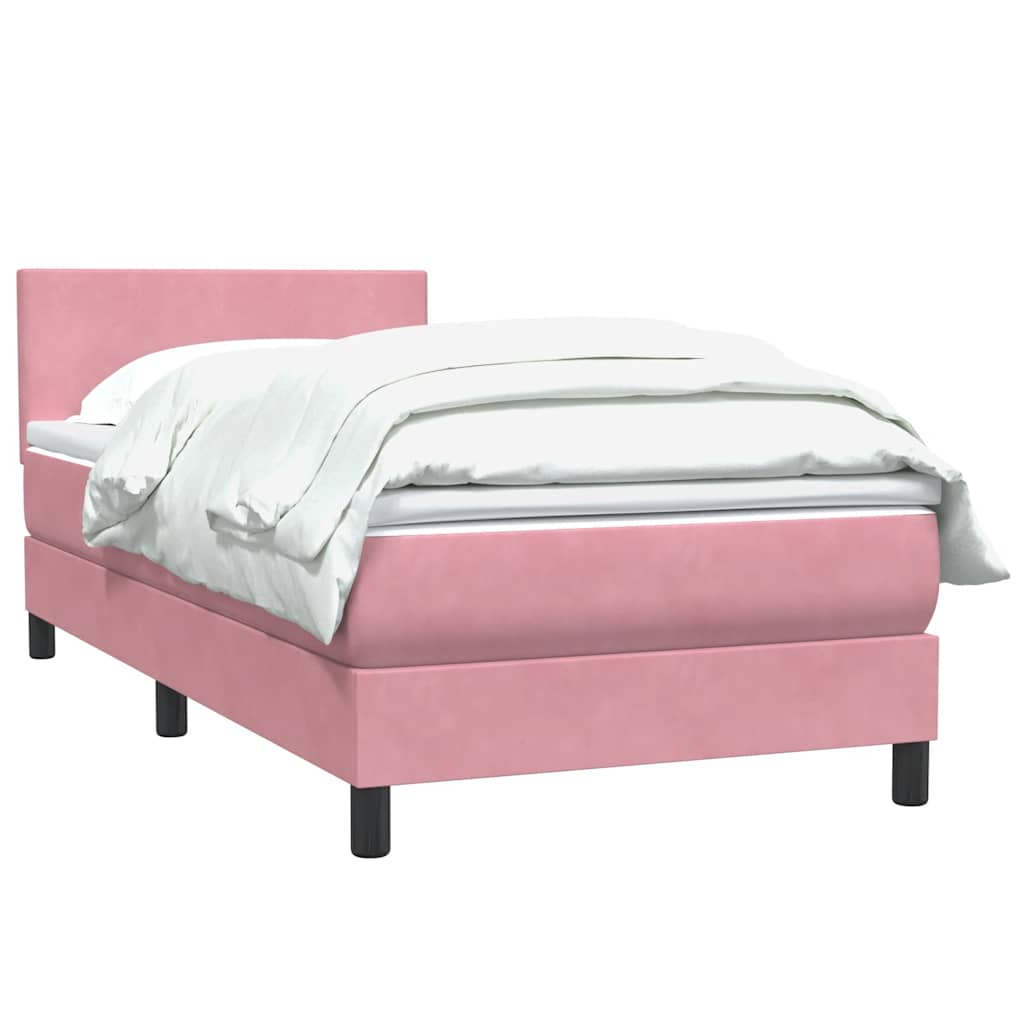 Box Spring Postel S Matrací Růžová 80X220 Cm Samet