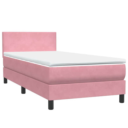 Box Spring Postel S Matrací Růžová 80X220 Cm Samet